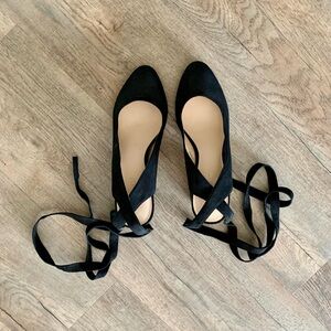 Black Leather Suede Nine West Women’s Wedges Shoes Size 8.5